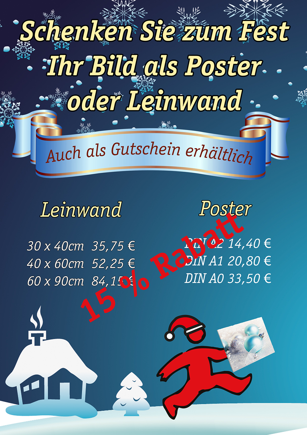 Poster oder Leinwand Rabatt 15%